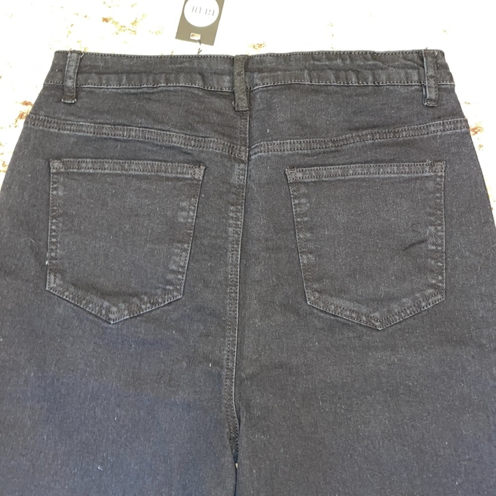 NWT BooHoo Tall Feather Trim Straight Leg Jean - Picture 9 of 11